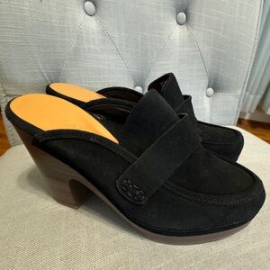 Splendid Vina Platform Suede Clog -Black -Size 8 NWOB